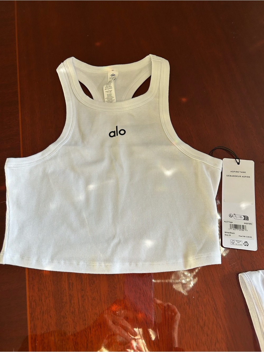 ALO Yoga White Ribbed Cropped Tank - Picture 3 of 5